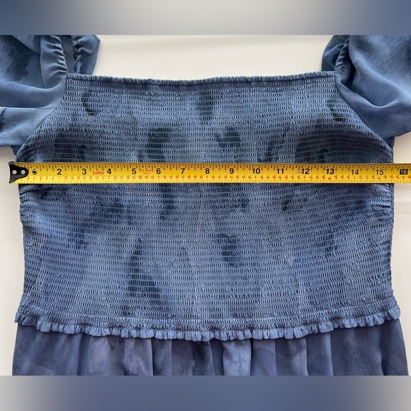 Aritzia Wilfred Tempest Mini dress blue long sleeve smock watercolor fairy - Picture 5 of 6